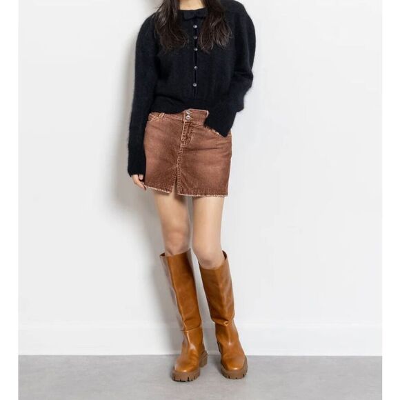 Mishmash Brown Y2K Corduroy Mini Skirt Size 1/2 - Picture 1 of 5